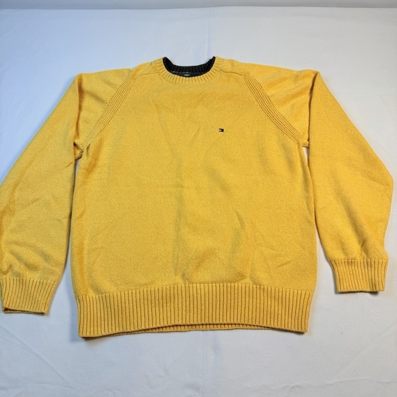 Tommy Hilfiger Other - Tommy Hilfiger Sweater Men's M Yellow Essential Mini Flag Logo Vintage Round